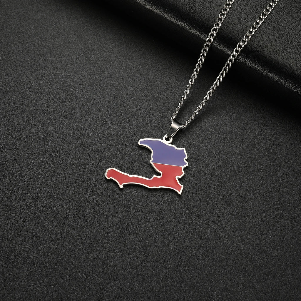 Haiti Map Color  Necklace Women/ Men