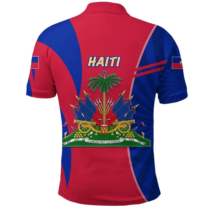Haiti Flag Polo Shirt For Men