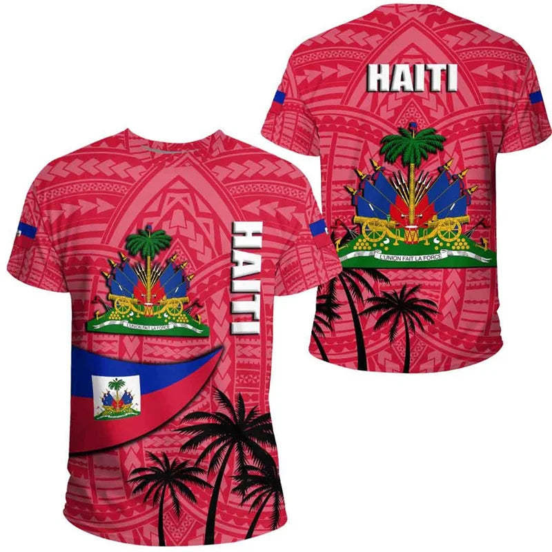 Haiti Flag Pattern T Shirt