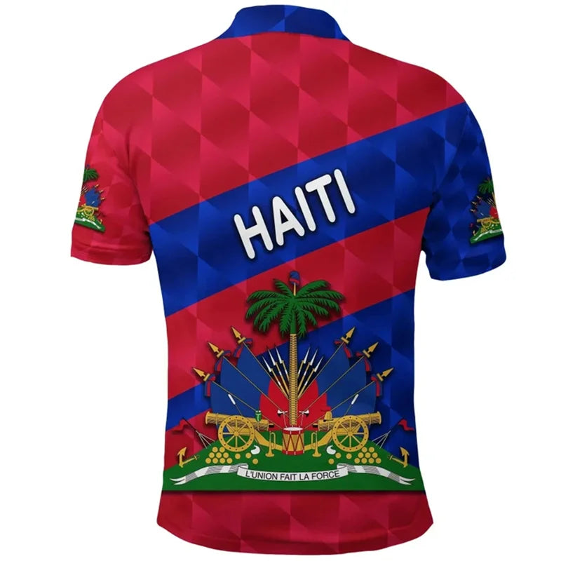 Haiti Flag Polo Shirt For Men