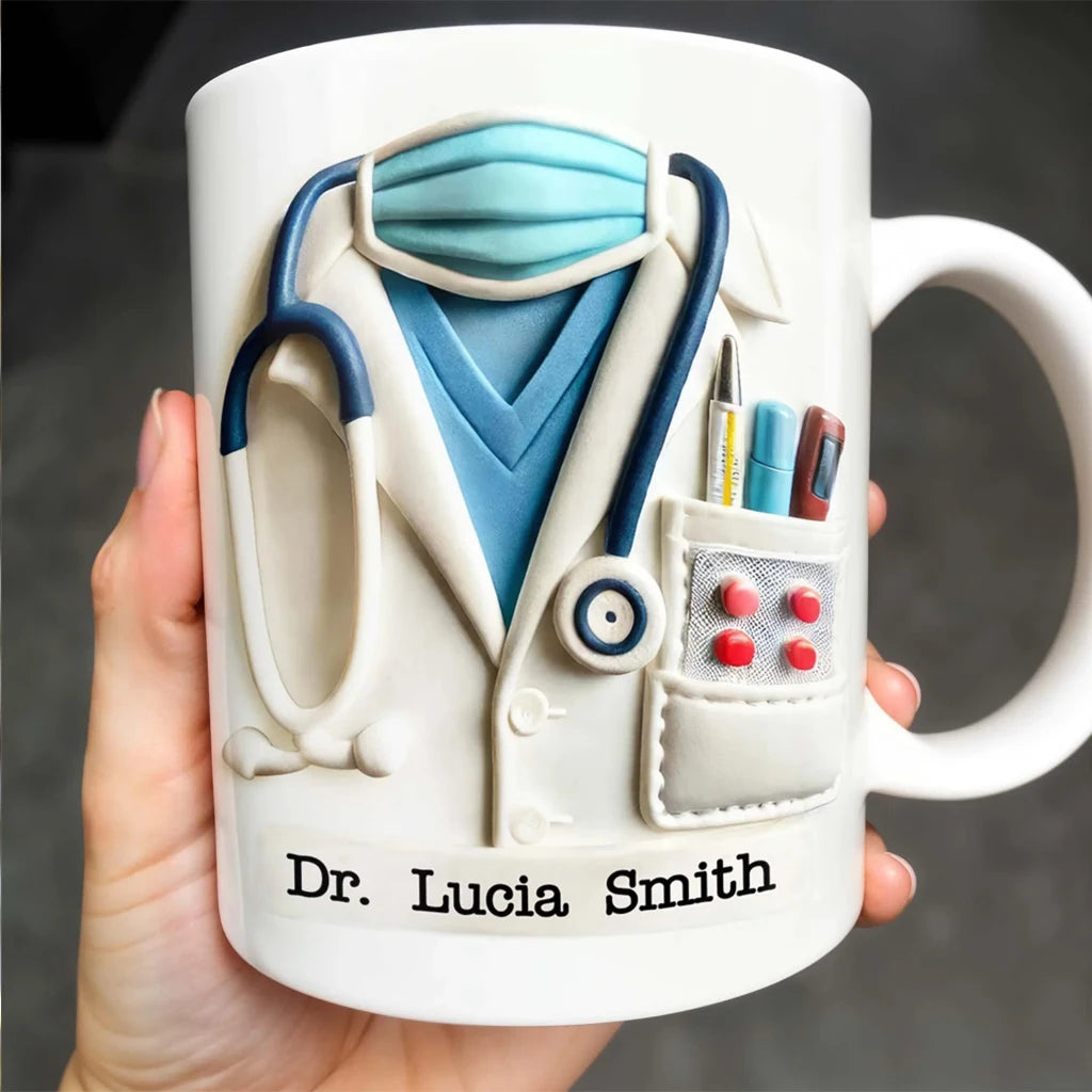 12oz Ceramic Mug for Doctors Nurses - Custom Name