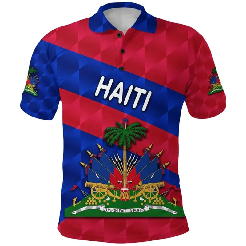 Haiti Flag Polo Shirt For Men