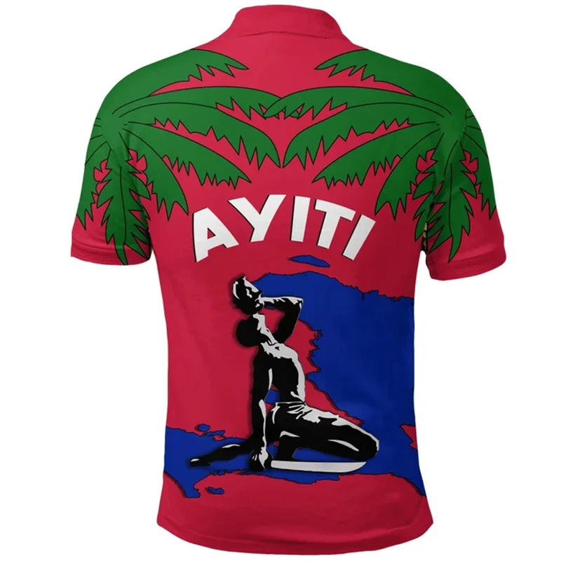 Haiti Flag Polo Shirt For Men