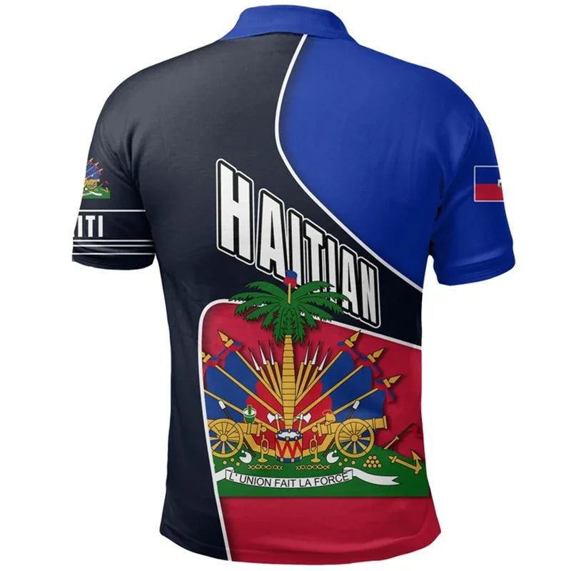 Haiti Flag Polo Shirt For Men