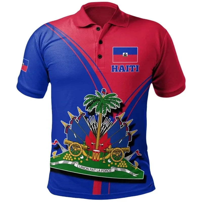 Haiti Flag Polo Shirt For Men