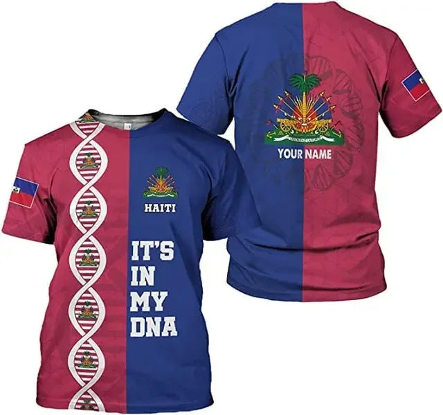 Unisex Haiti National Flag T-shirt  3D print with Custom Name