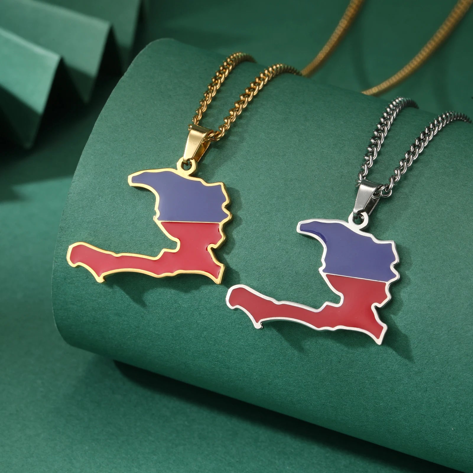 Haiti Map Color  Necklace Women/ Men
