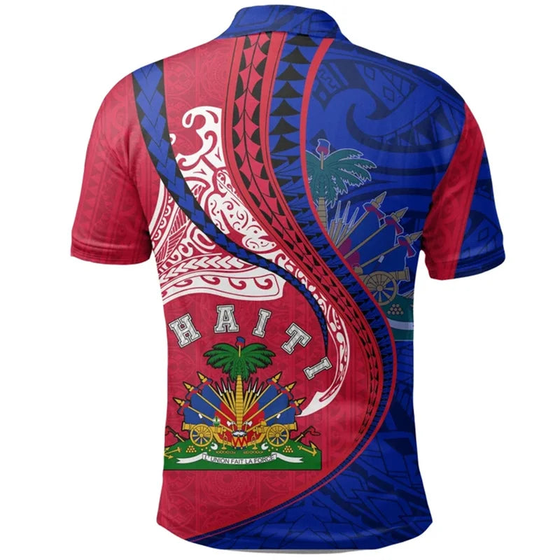 Haiti Flag Polo Shirt For Men