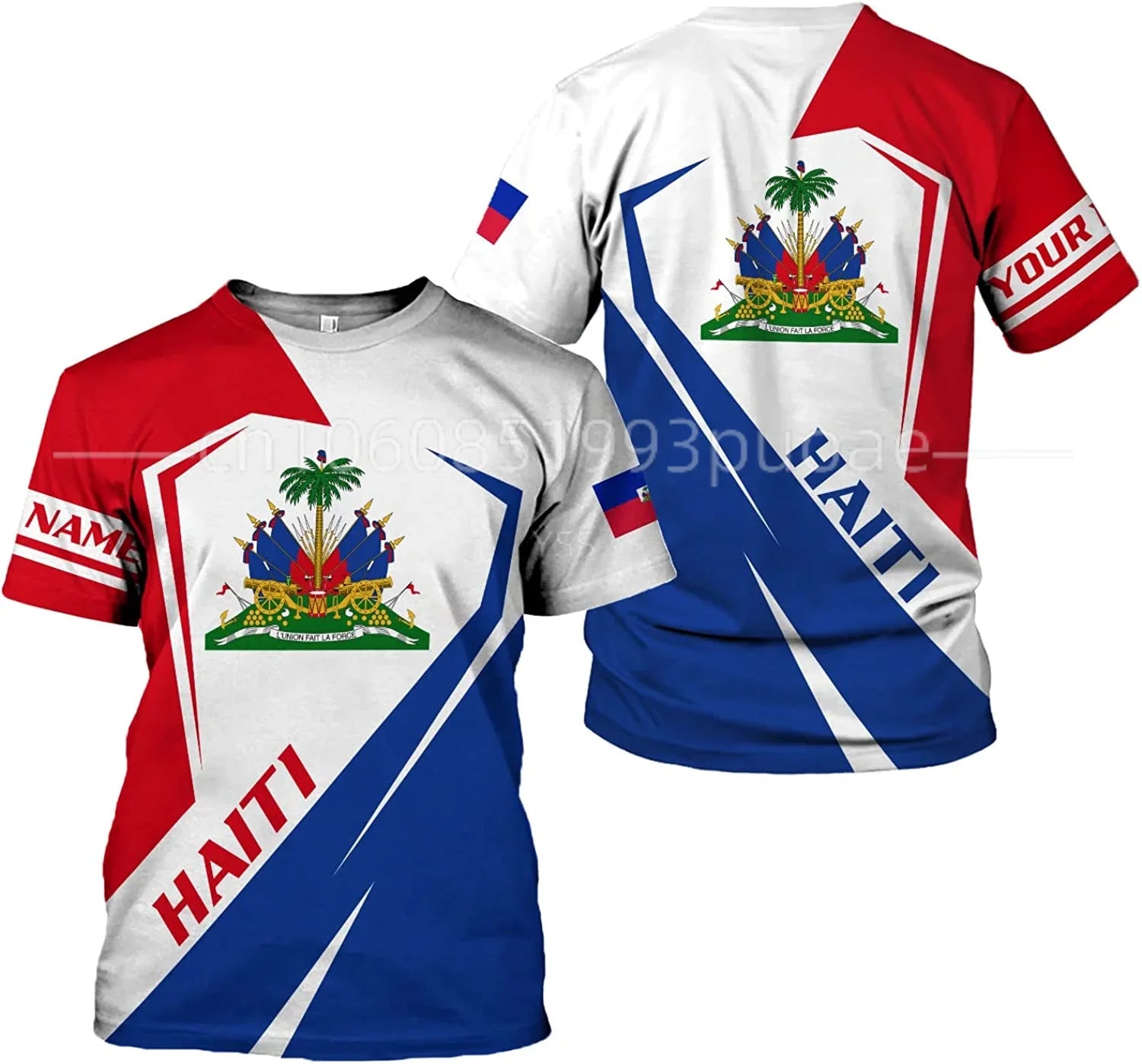 Unisex Haiti National Flag T-shirt  3D print with Custom Name